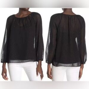 Point Sur by J. Crew Women’s Swiss Dot Shimmer Long Sleeve Blouse. Size Small.